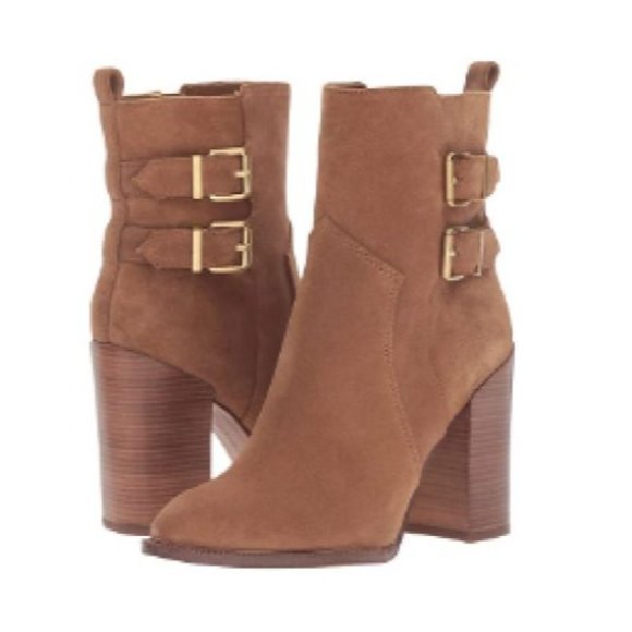 BCBGeneration Shoes - Oil Calf Suede Block Heel Boots Savanna Sandlewood Size 10 Shoe BCBGENERATION